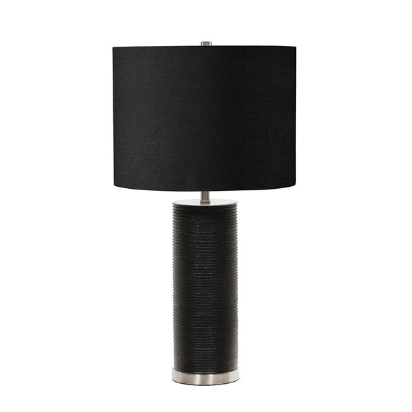 Ripple Table Lamp in Black with a Black Faux Linen Hard-Backed Shade