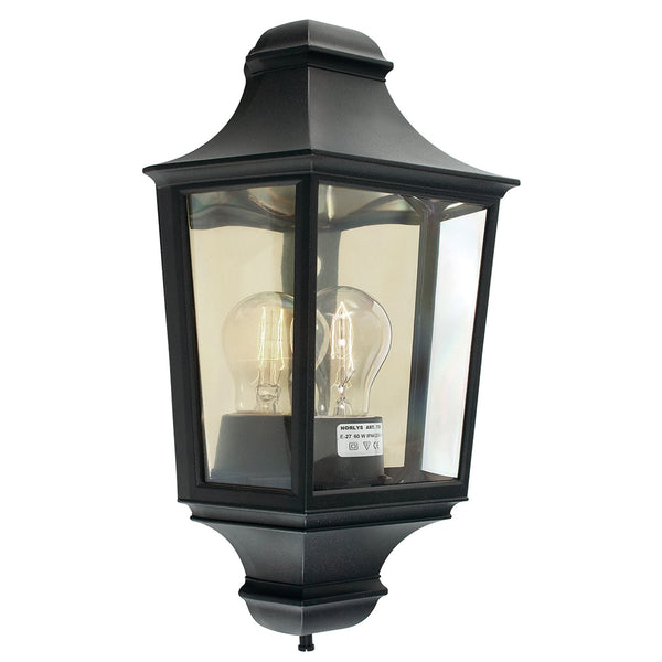 Turin Coastal IP54 Small Half Wall Lantern in Black