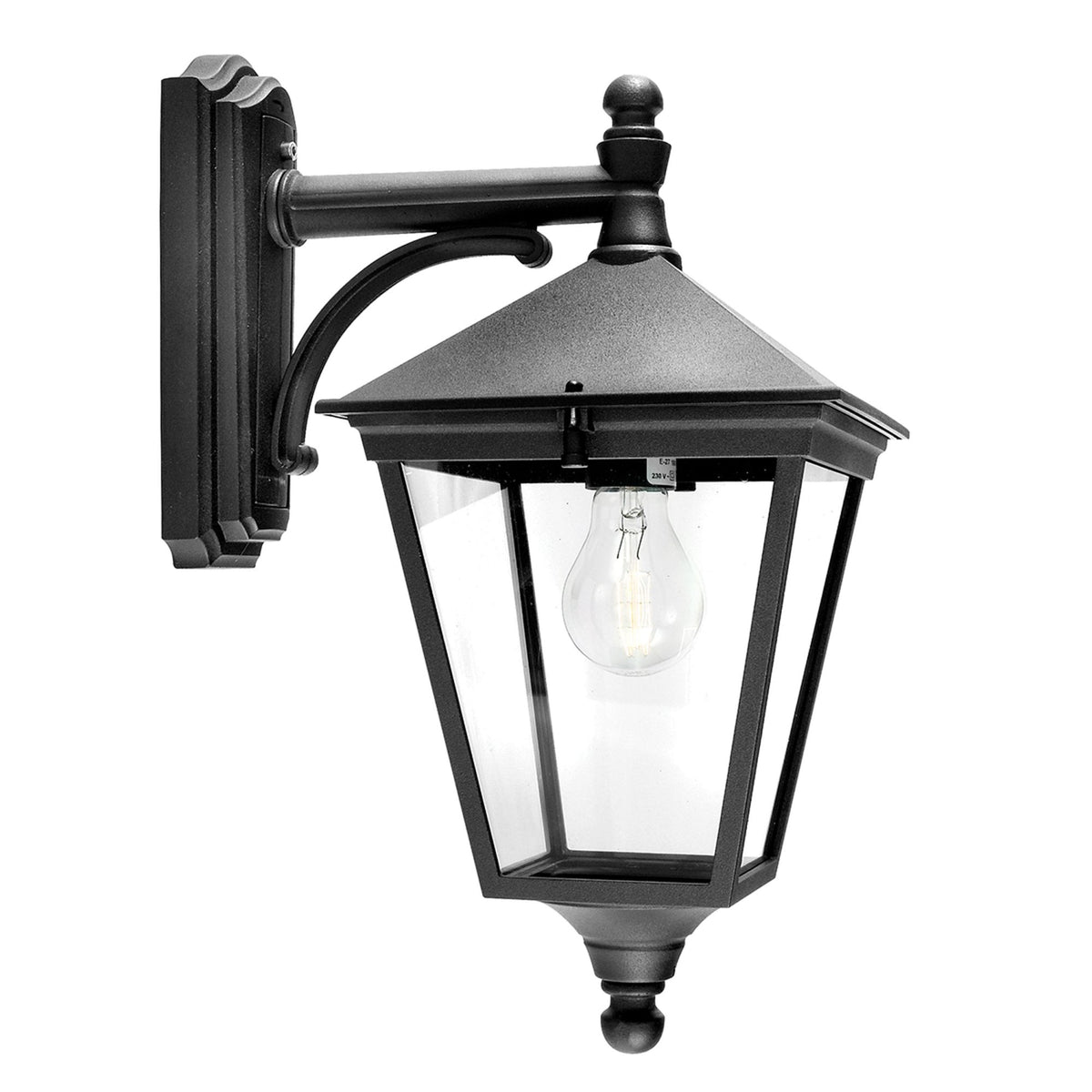 Turin IP54 Light Down Small Wall Lantern in Black