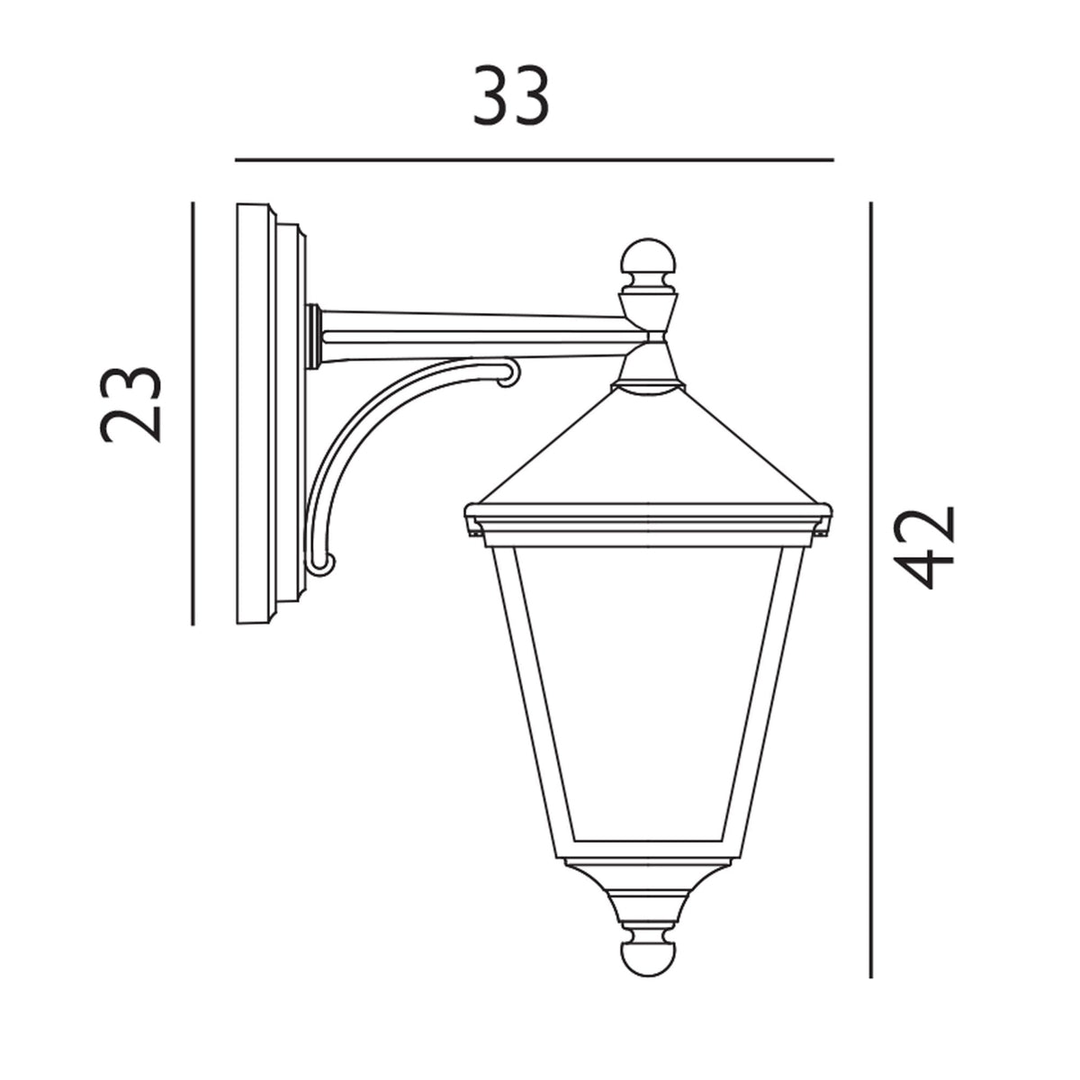 Turin IP54 Light Down Small Wall Lantern in Black