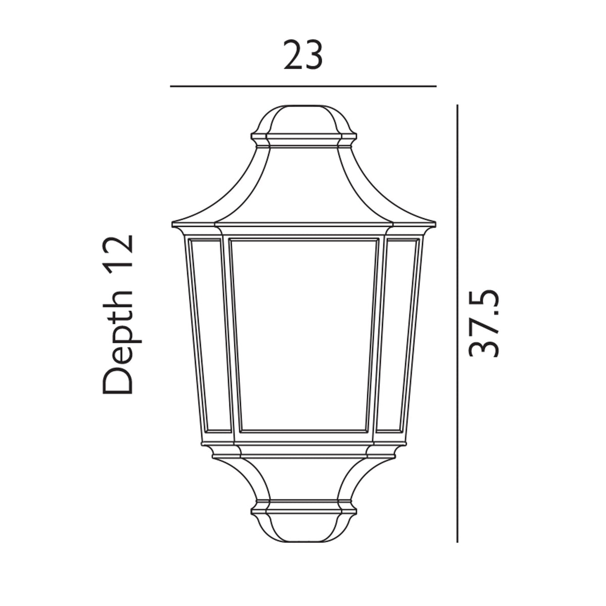 Turin Coastal IP54 Small Half Wall Lantern in Black