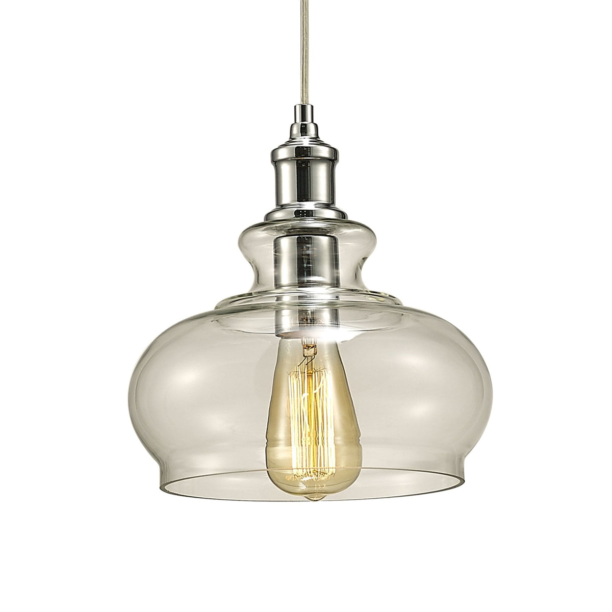 Carla Glass Pendant With Chrome Detail