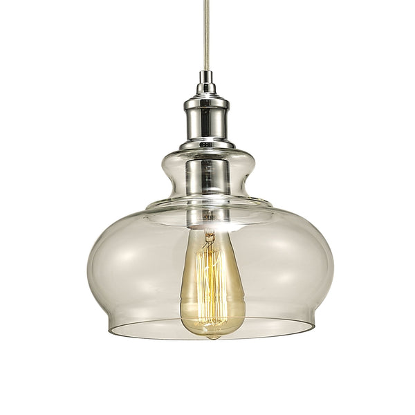 Carla Glass Pendant With Chrome Detail