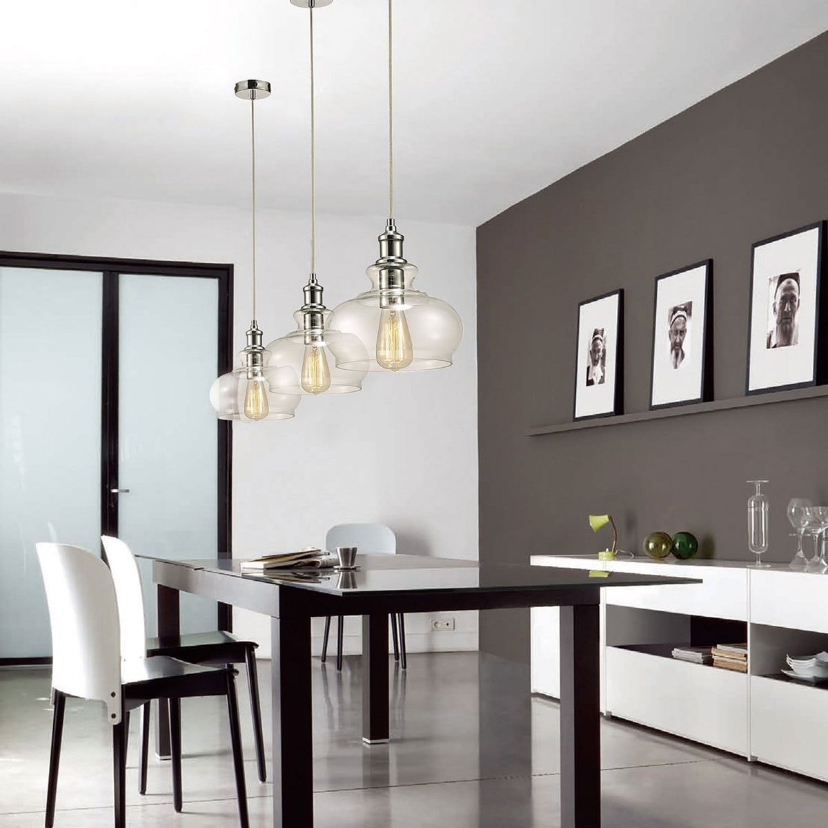 Carla Glass Pendant With Chrome Detail