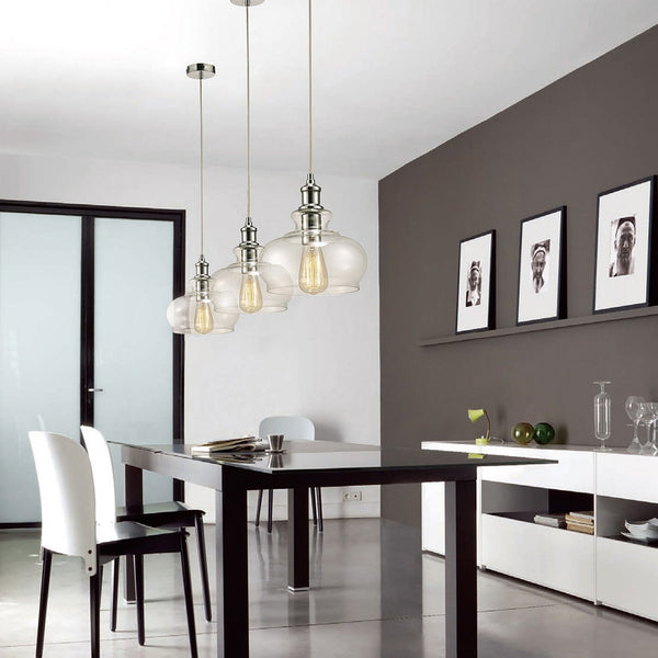 Carla Glass Pendant With Chrome Detail