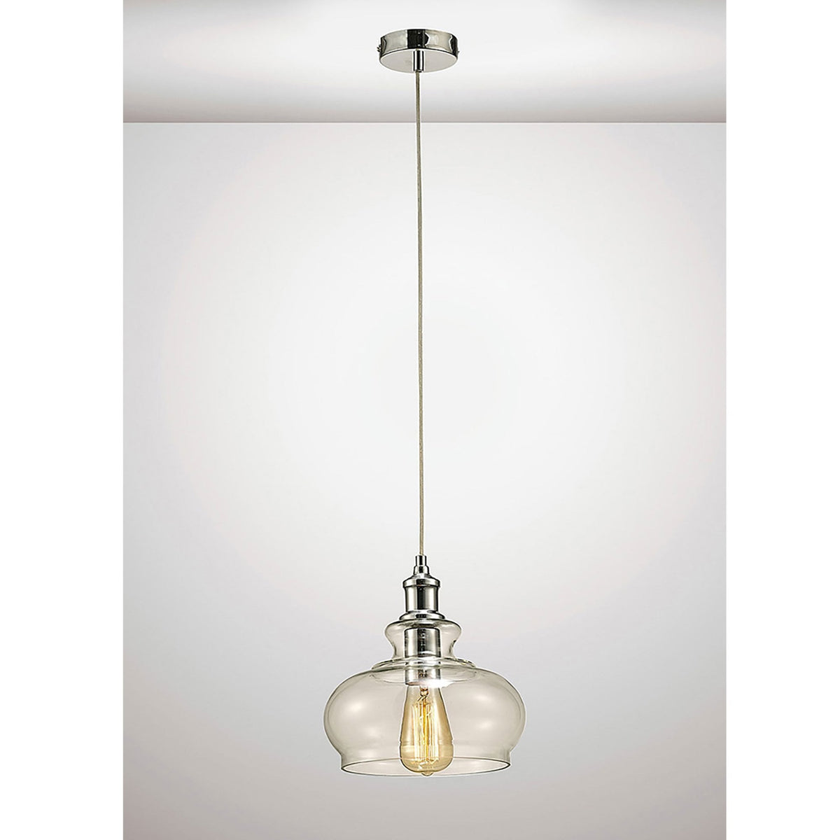 Carla Glass Pendant With Chrome Detail