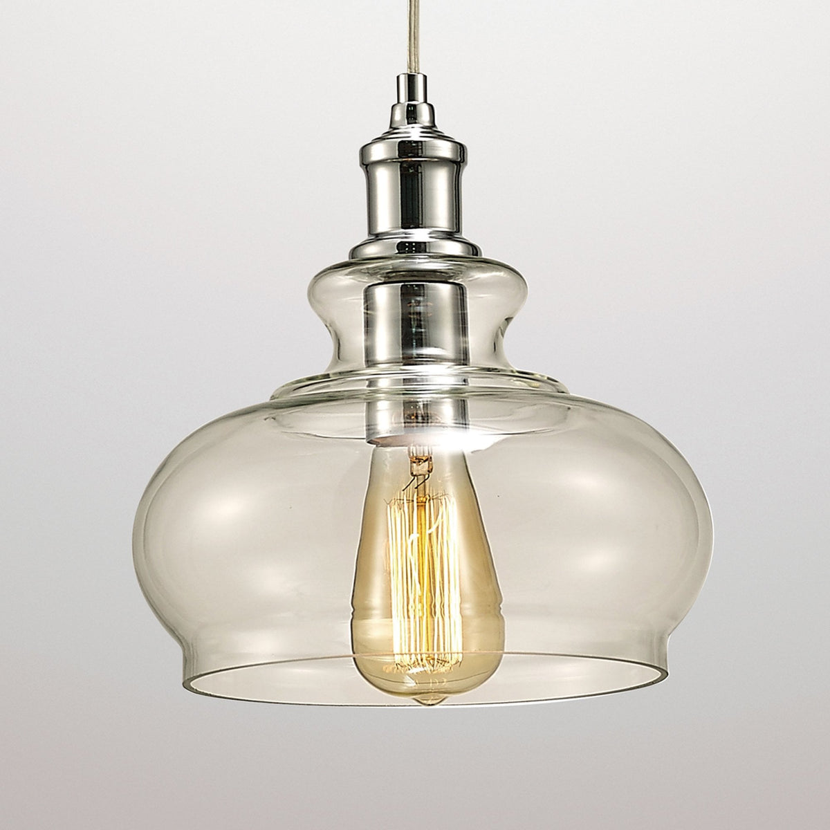 Carla Glass Pendant With Chrome Detail