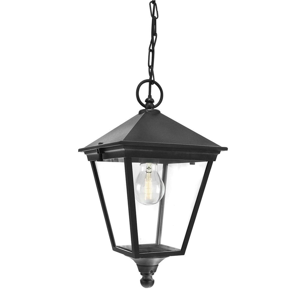 Turin IP54 Small Pendant Chain Lantern in Black