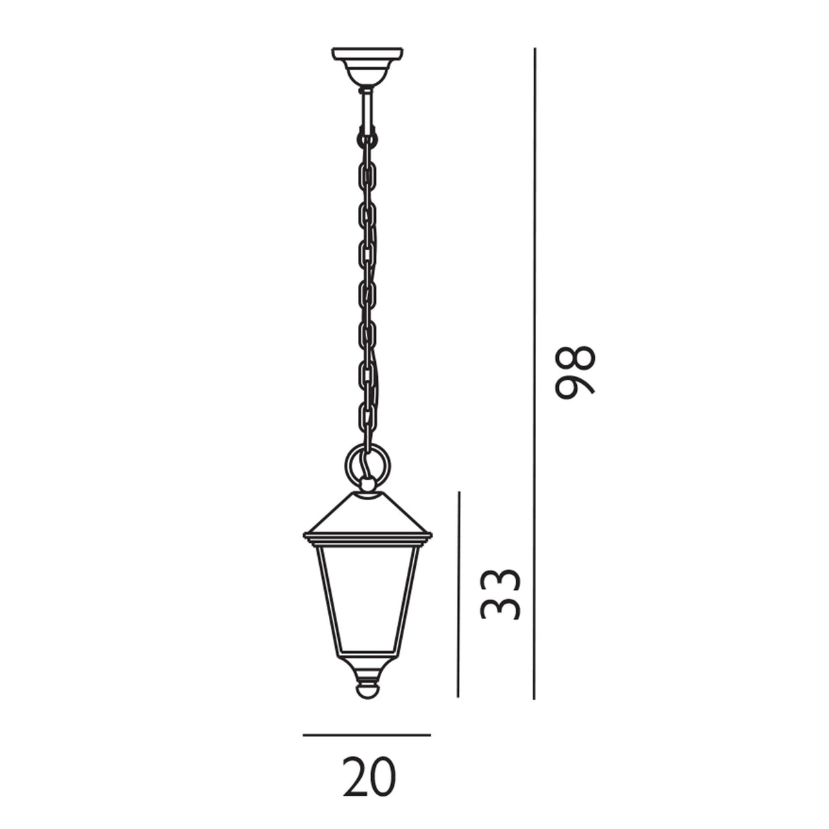 Turin IP54 Small Pendant Chain Lantern in Black