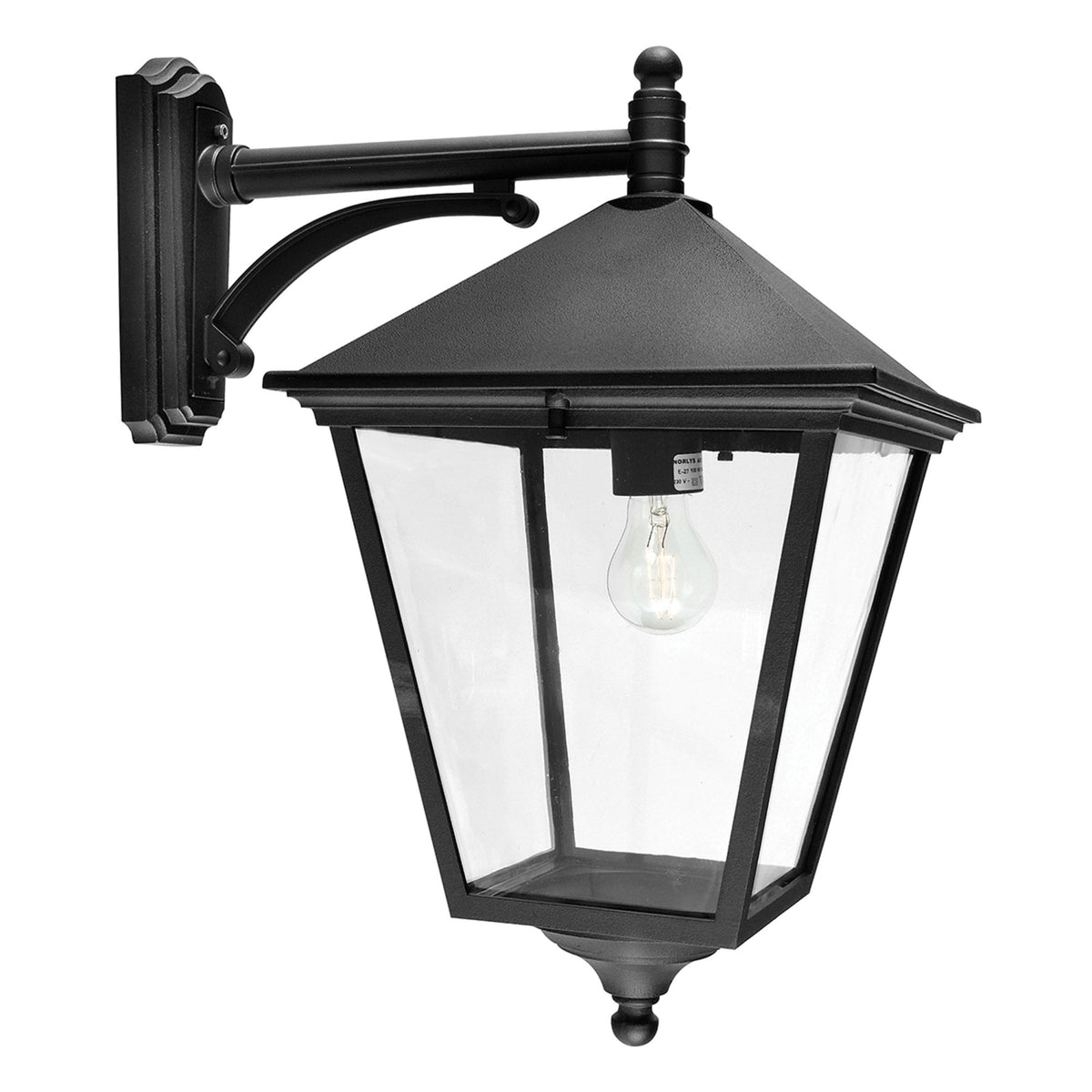 Turin IP54 Light Down Grande Wall Lantern in Black