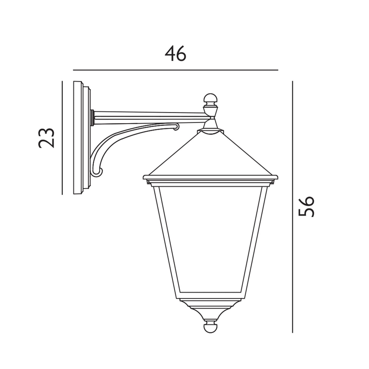 Turin IP54 Light Down Grande Wall Lantern in Black
