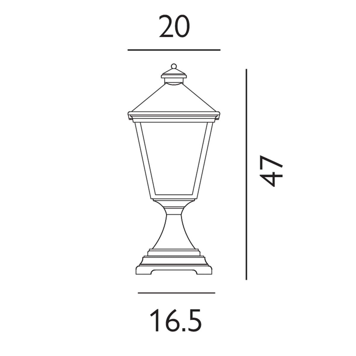 Turin IP54 Pedestal Light in Black