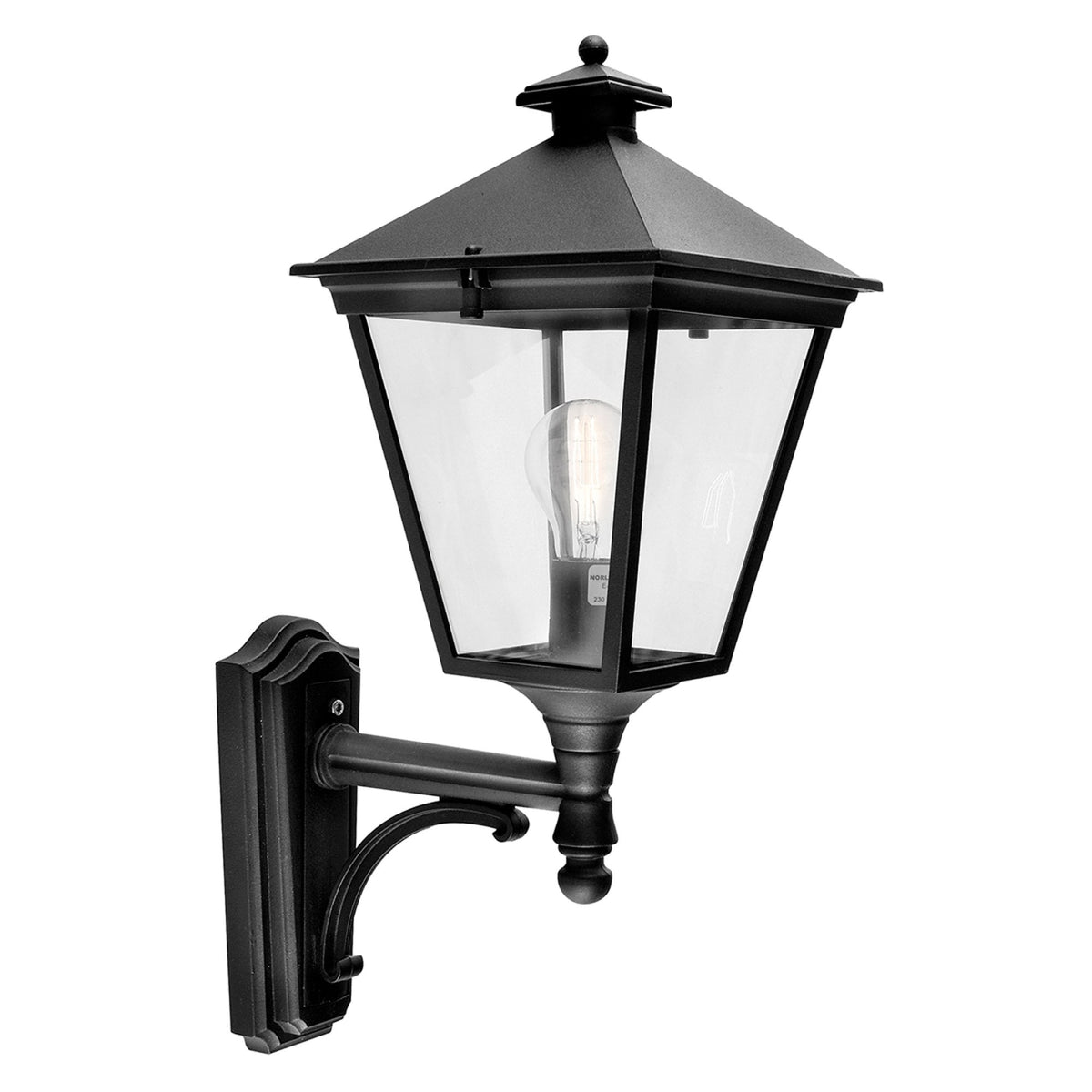 Turin IP54 Light Up Small Wall Lantern in Black