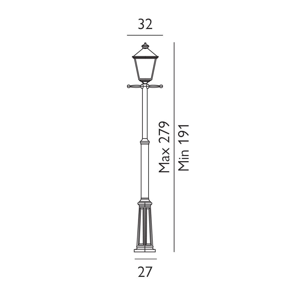 Turin Grande IP54 Single Lamp Post Light in Black