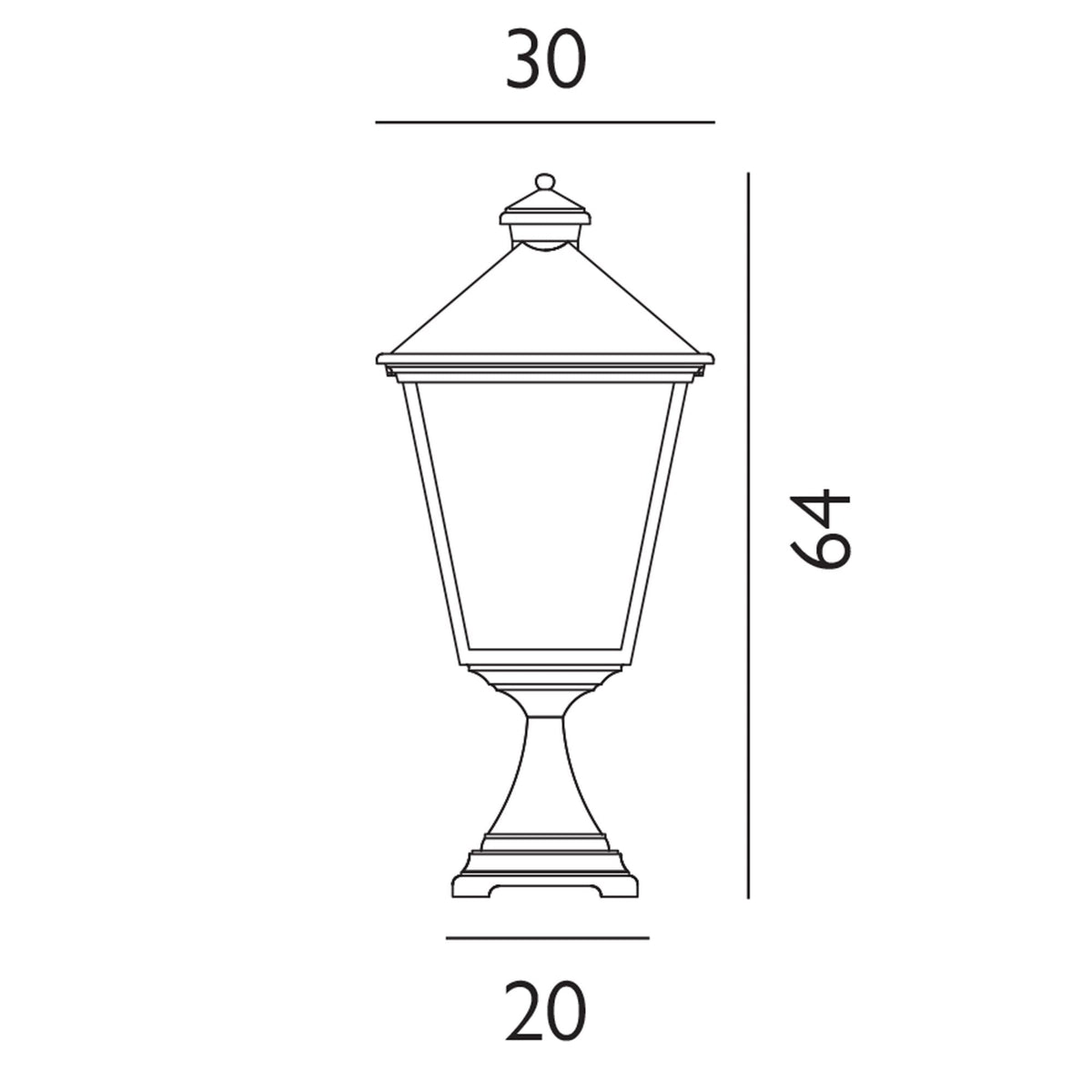 Turin Grande IP54 Pedestal Light in Black