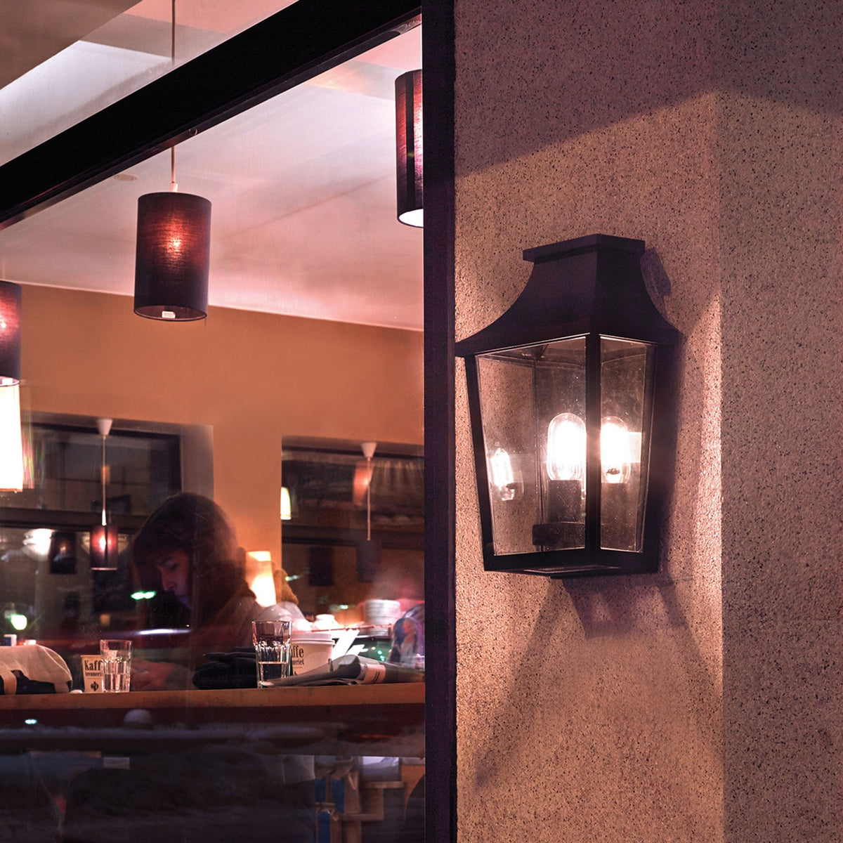 Turin IP54 Medium Half Wall Lantern in Black