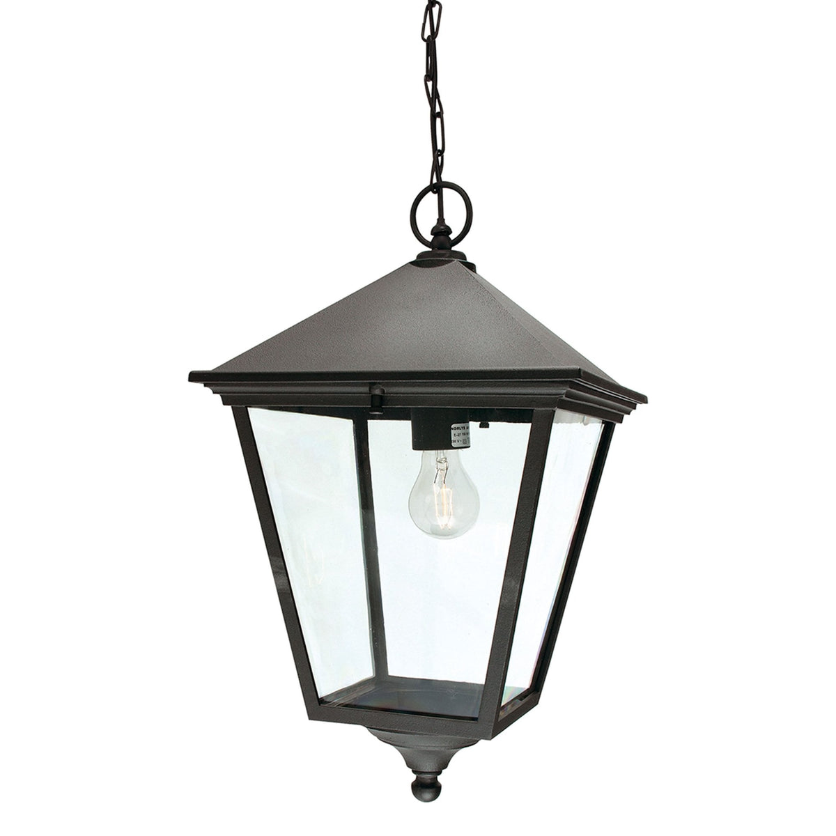 Turin Grande IP54 Pendant Chain Lantern in Black