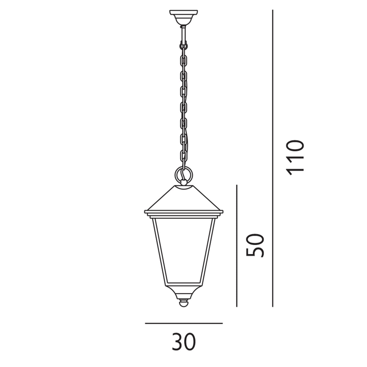 Turin Grande IP54 Pendant Chain Lantern in Black