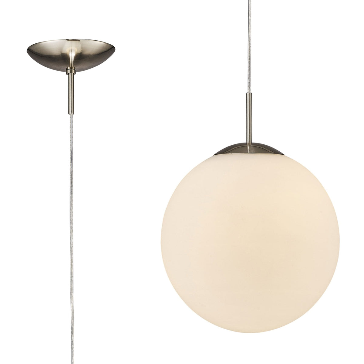 Miranda 30cm Satin Nickel & Frosted Glass Pendant