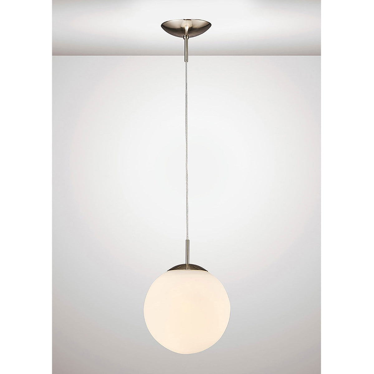 Miranda 25cm Satin Nickel & Frosted Glass Pendant
