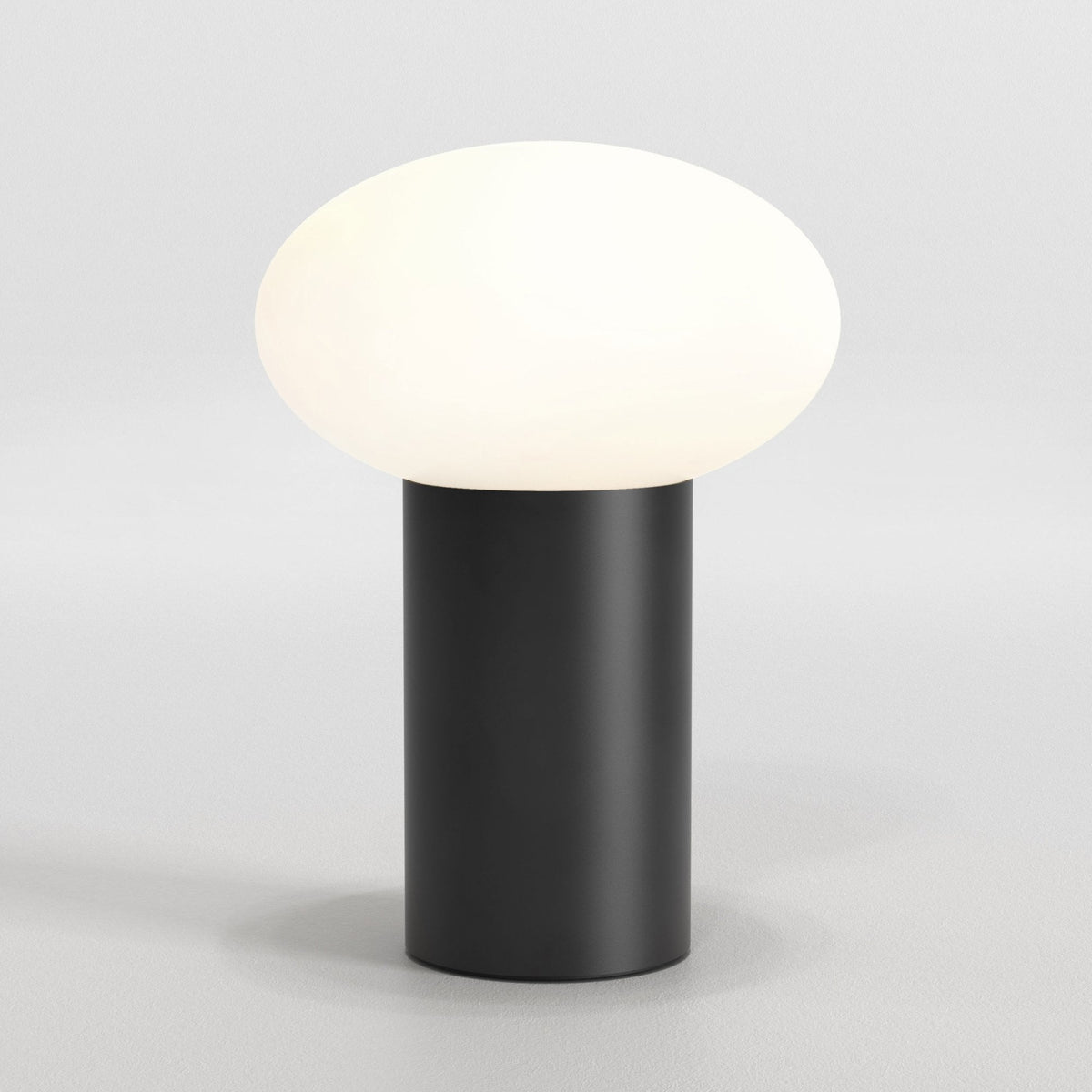 Zeppo LED Rechargeable Portable Table Lamp in Matt Black with Opal Glass