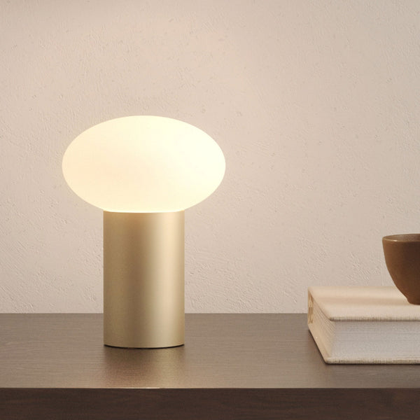 Zeppo LED Rechargeable Portable Table Lamp in Light Bronze with Opal Glass