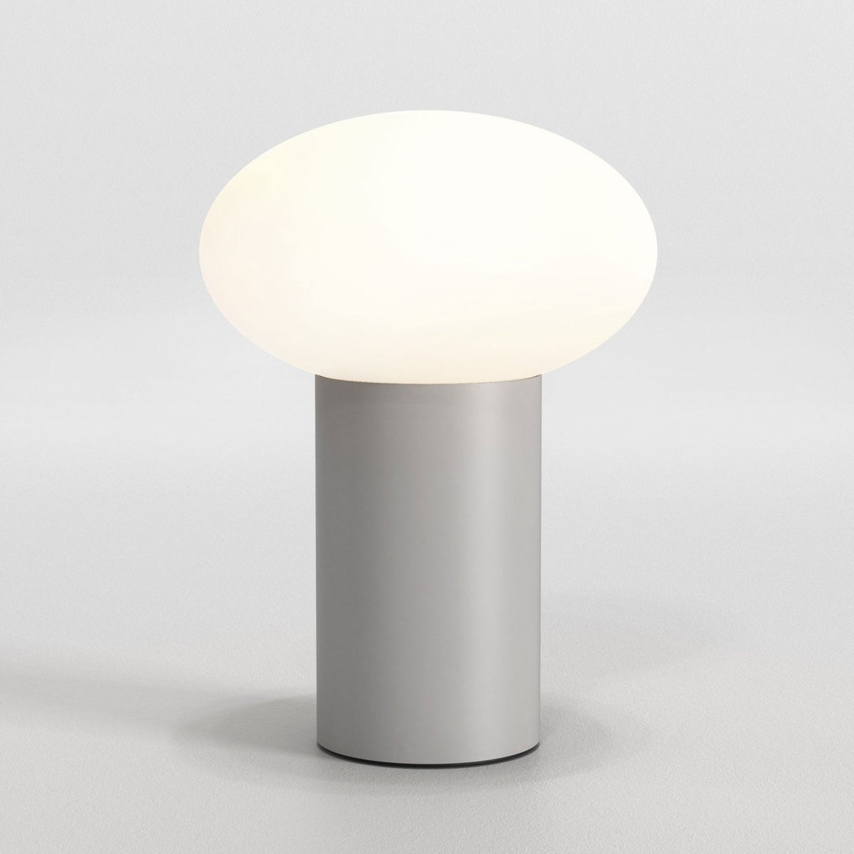 Zeppo LED Rechargeable Portable Table Lamp in Pebble Grey with Opal Glass