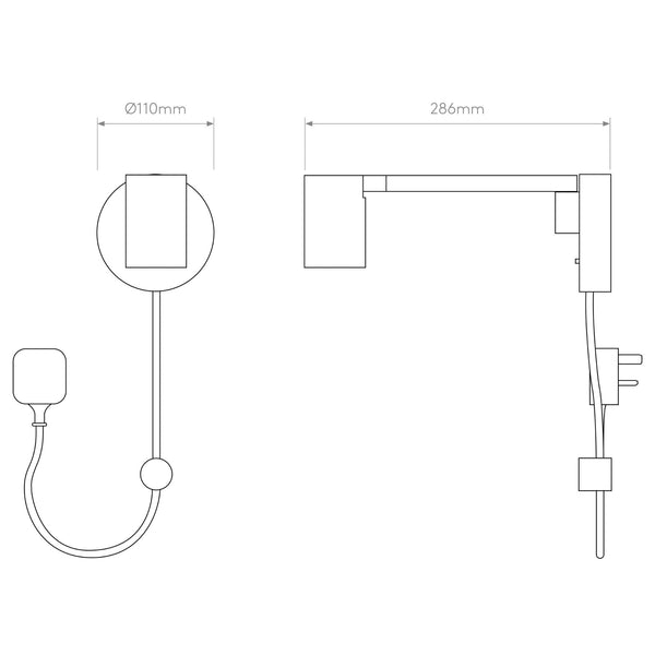 Ascoli Swing Arm Plug In Switched Spotlight Reading Wall Light in Matt White