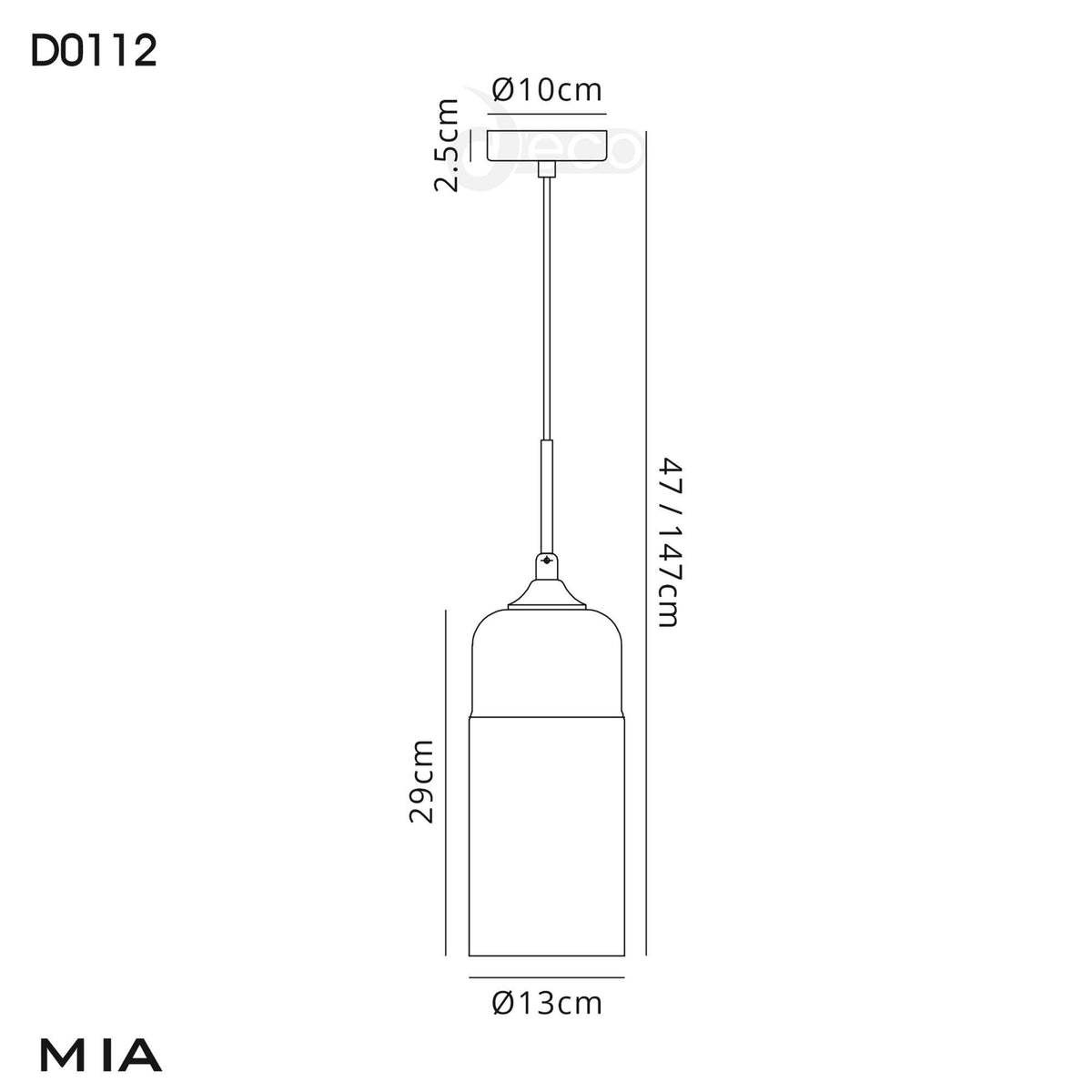 Mia Black Pendant With Clear Glass Shade