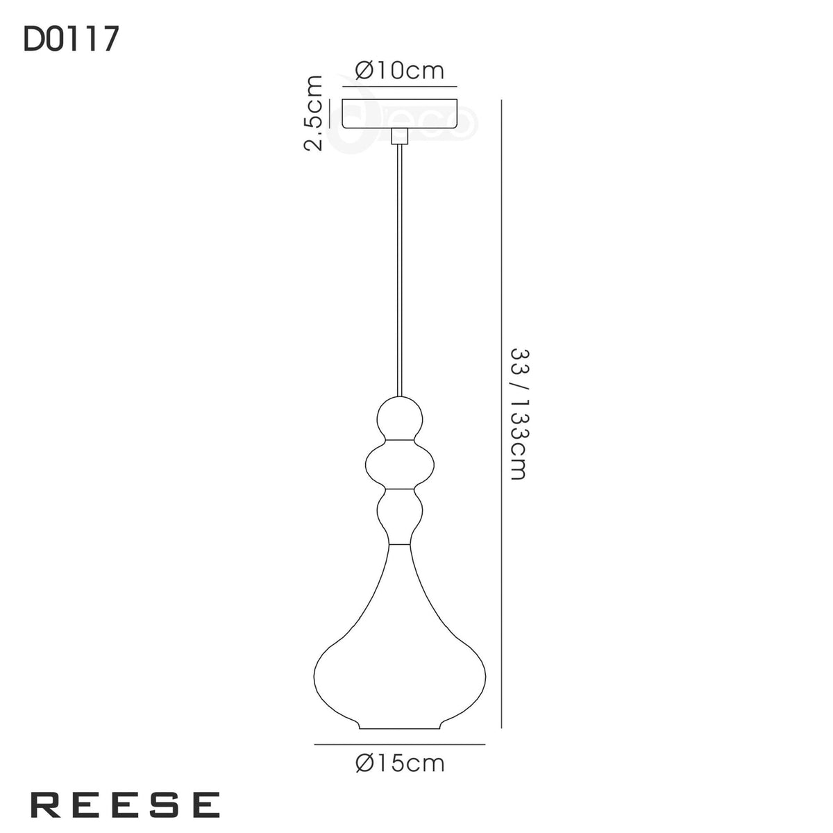 Reese Polished Chrome & Cognac Glass Pendant