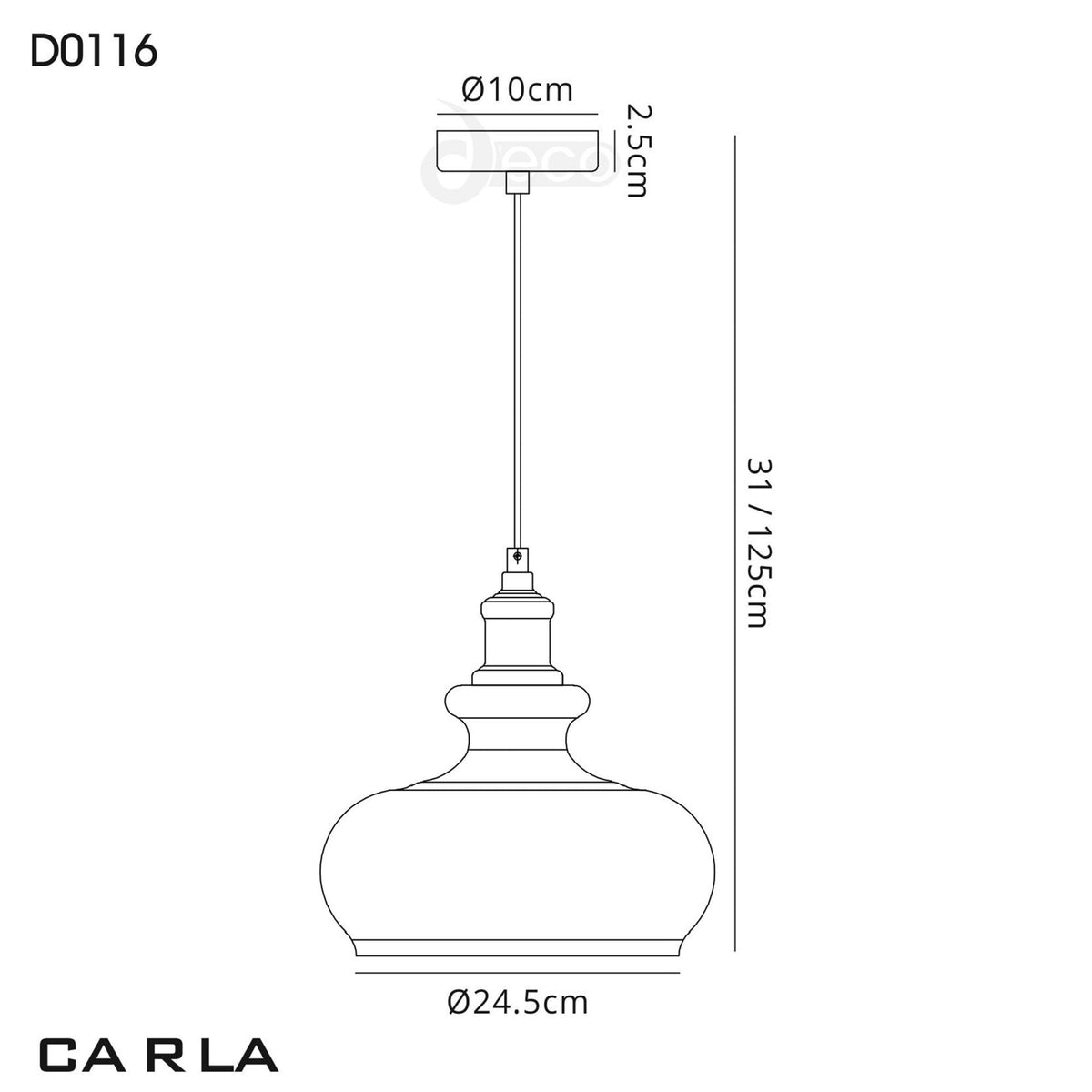 Carla Glass Pendant With Chrome Detail