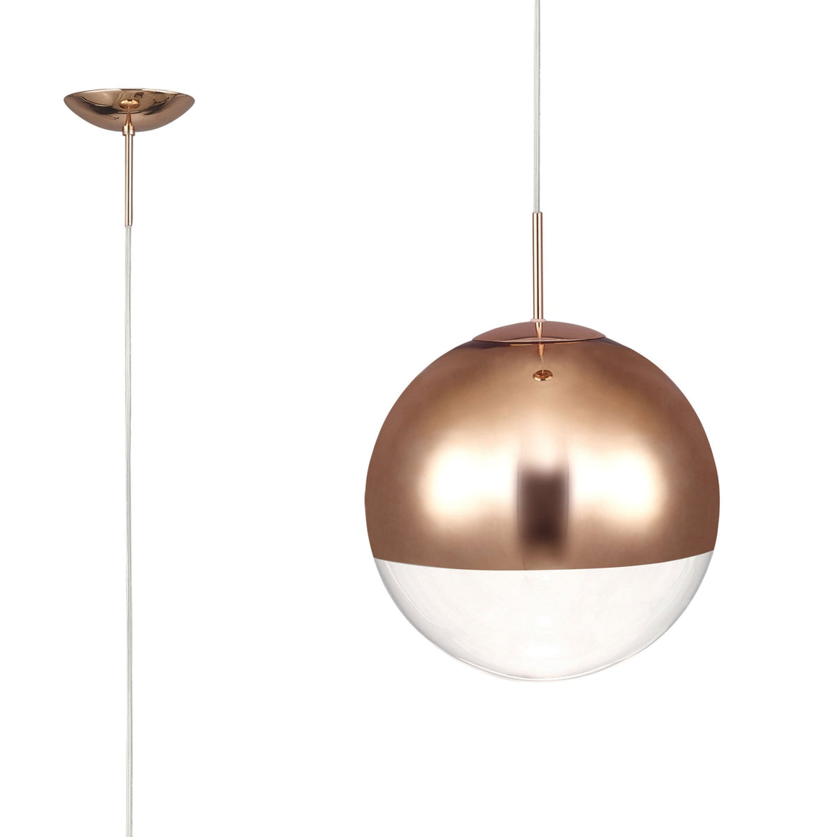 Miranda 25cm Copper & Clear Glass Pendant