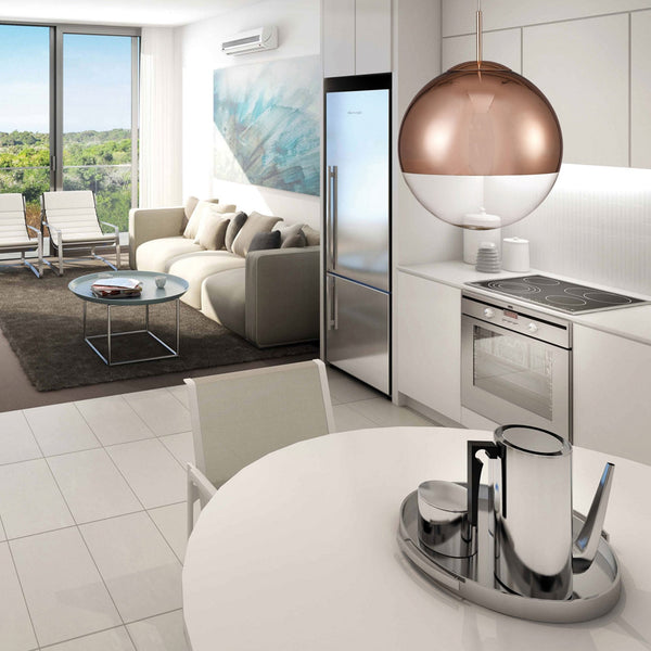 Miranda 30cm Copper & Clear Glass Pendant