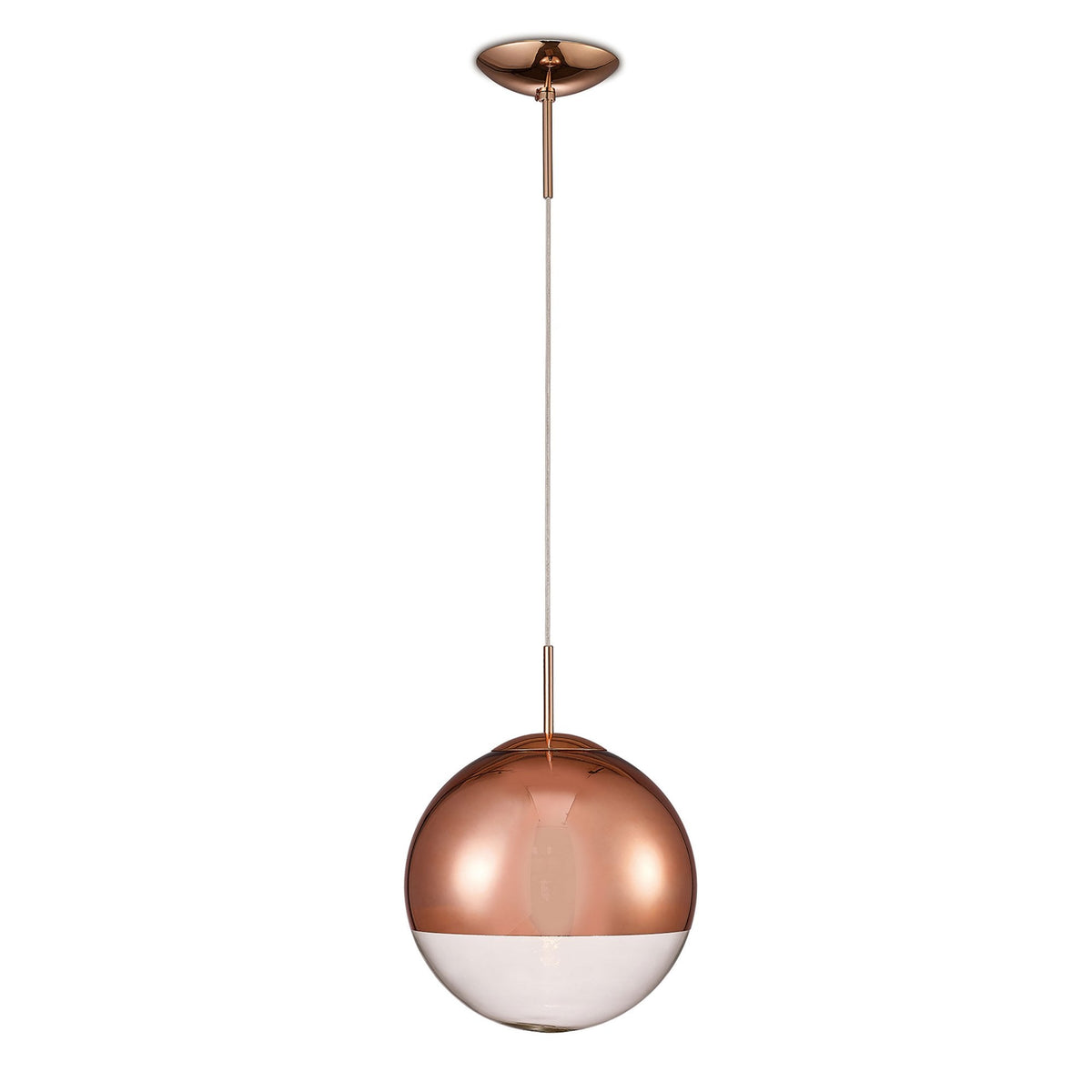 Miranda 30cm Copper & Clear Glass Pendant