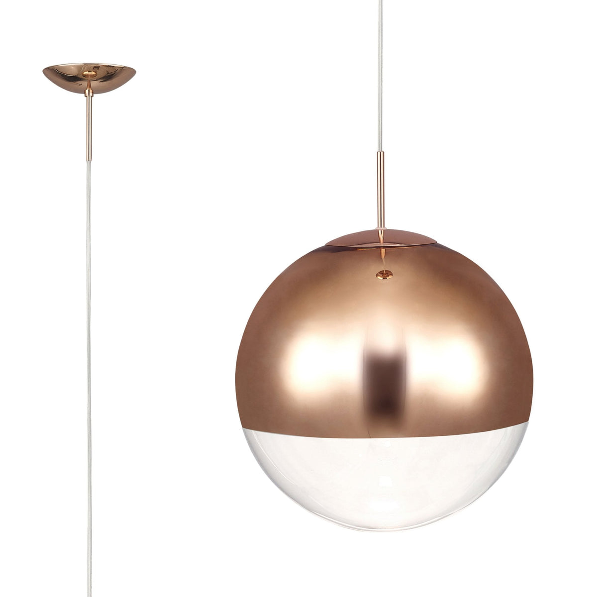 Miranda 30cm Copper & Clear Glass Pendant