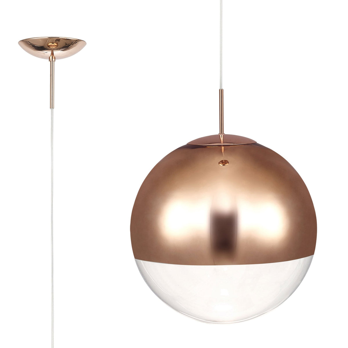 Miranda 40cm Copper & Clear Glass Pendant