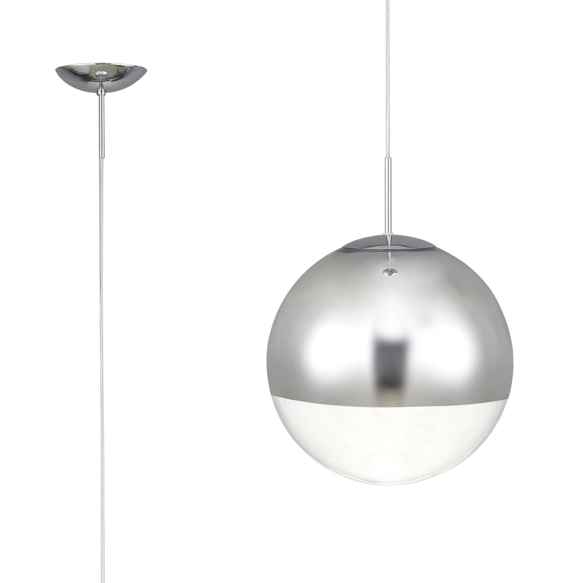 Miranda 25cm Polished Chrome & Clear Glass Pendant