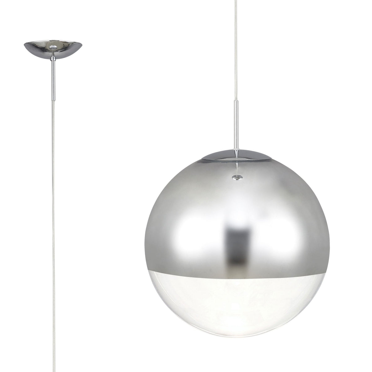 Miranda 30cm Polished Chrome & Clear Glass Pendant