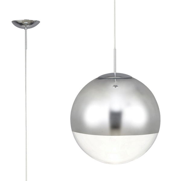 Miranda 30cm Polished Chrome & Clear Glass Pendant