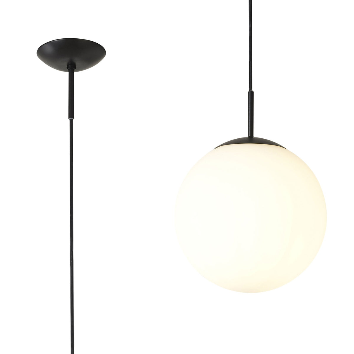Miranda 25cm Matt Black & Frosted Glass Pendant