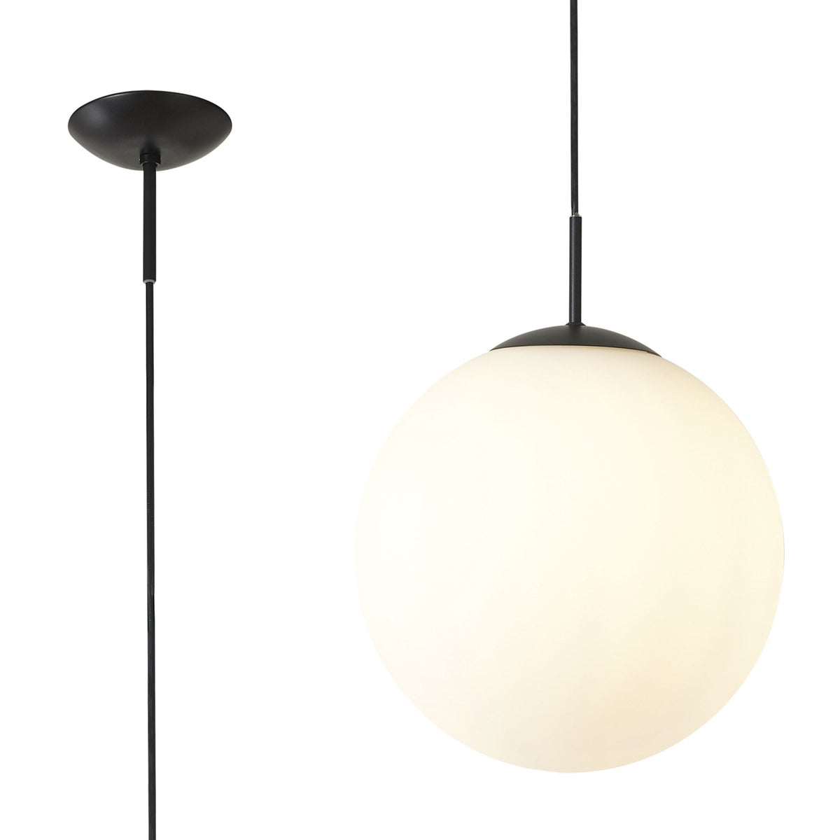 Miranda 30cm Matt Black & Frosted Glass Pendant