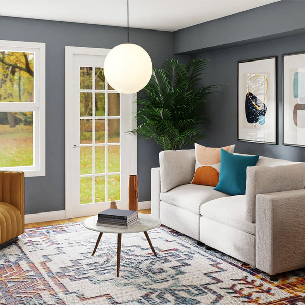 Miranda 40cm Matt Black & Frosted Glass Pendant