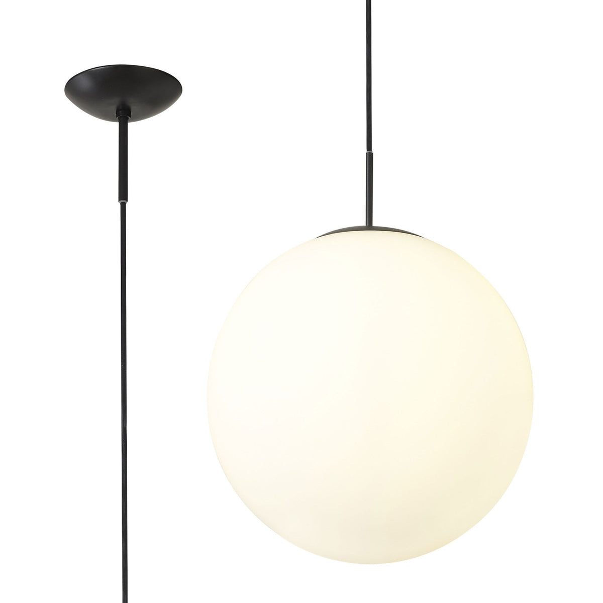Miranda 40cm Matt Black & Frosted Glass Pendant