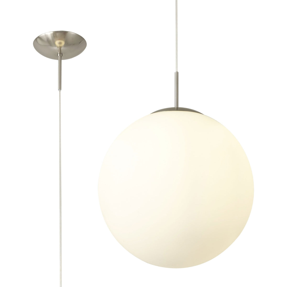 Miranda 40cm Satin Nickel & Frosted Glass Pendant