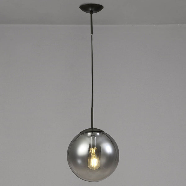 Miranda 25cm Matt Black & Smoked Glass Pendant
