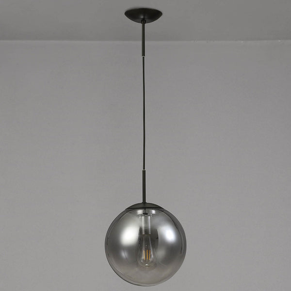 Miranda 25cm Matt Black & Smoked Glass Pendant
