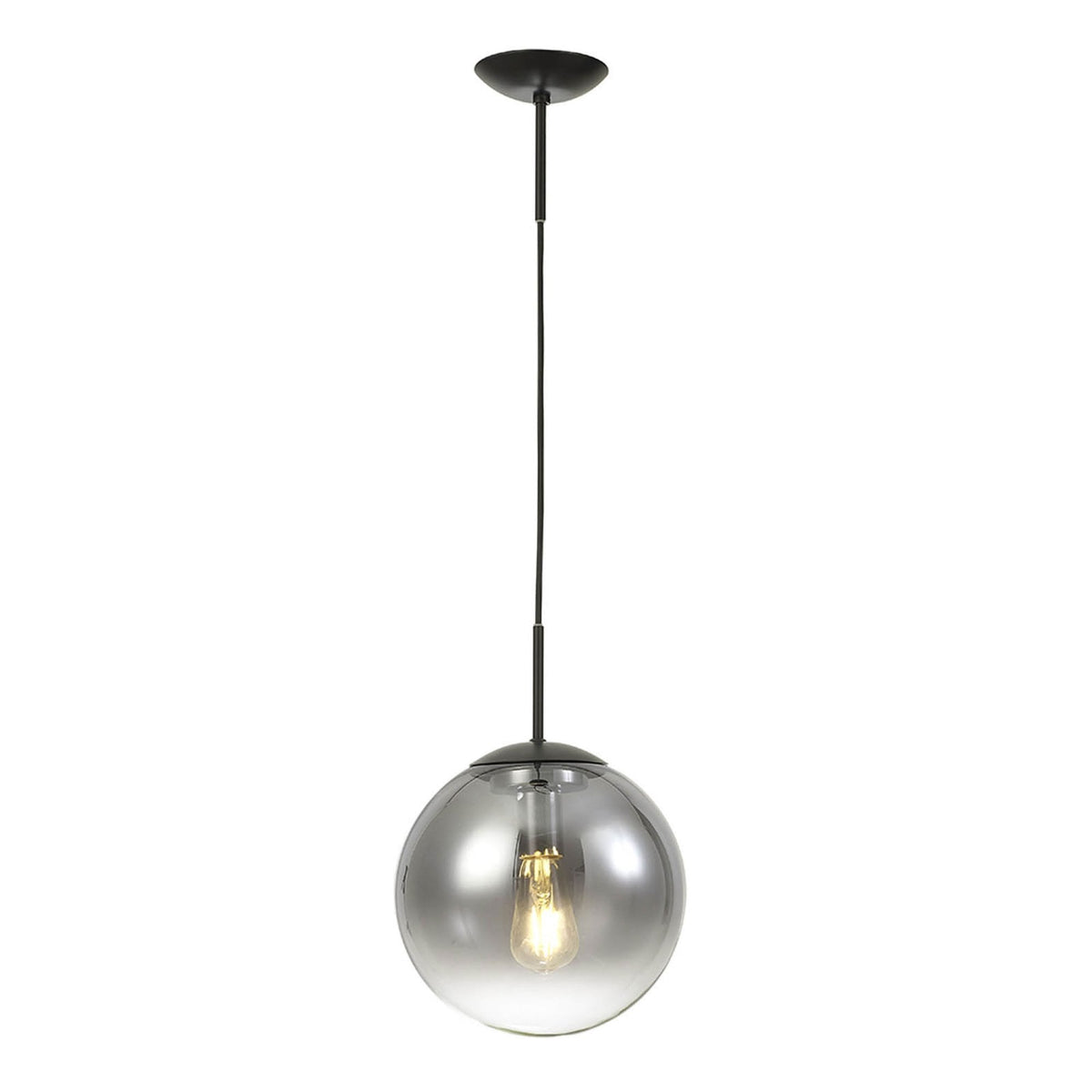 Miranda 25cm Matt Black & Smoked Glass Pendant