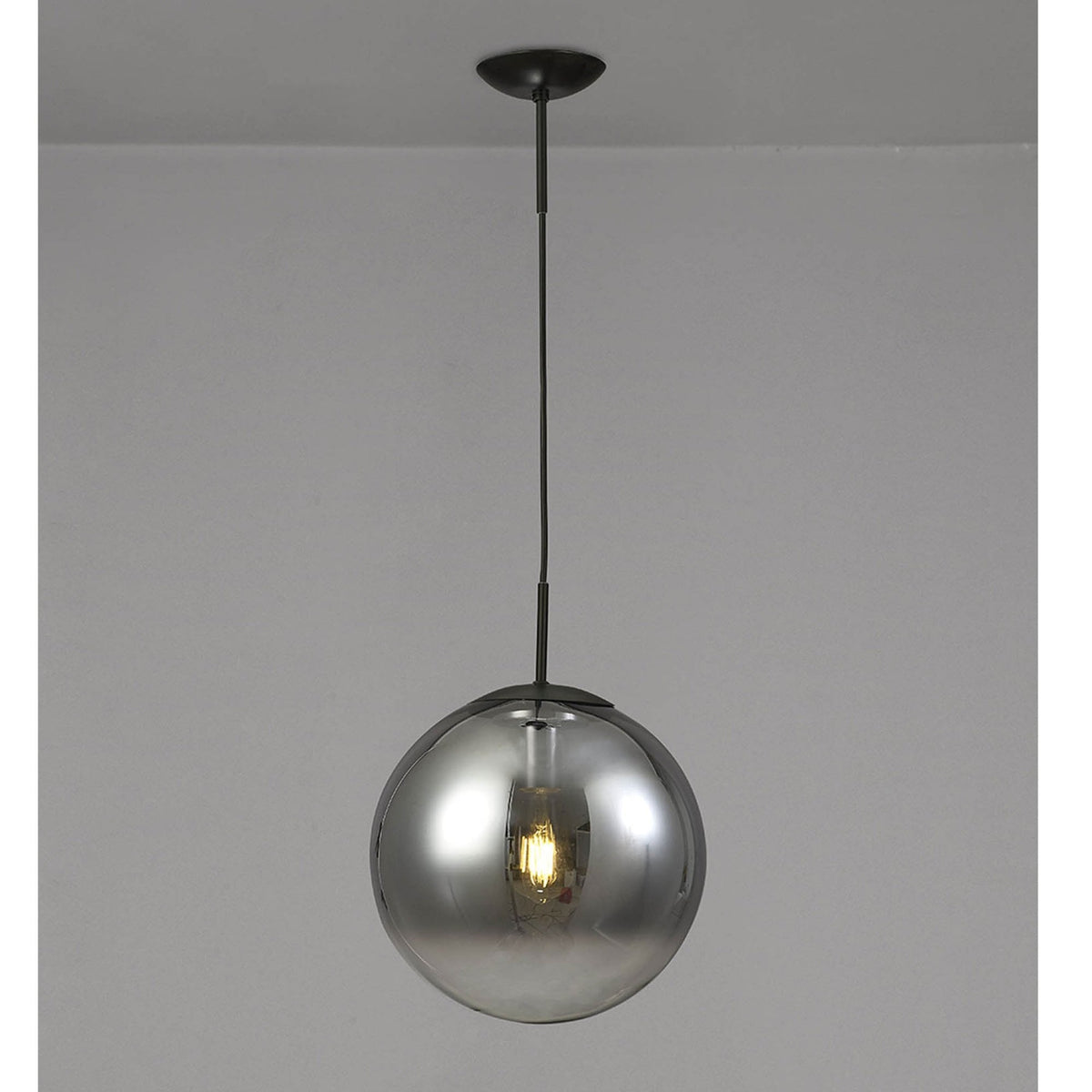 Miranda 30cm Matt Black & Smoked Glass Pendant