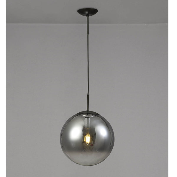 Miranda 30cm Matt Black & Smoked Glass Pendant