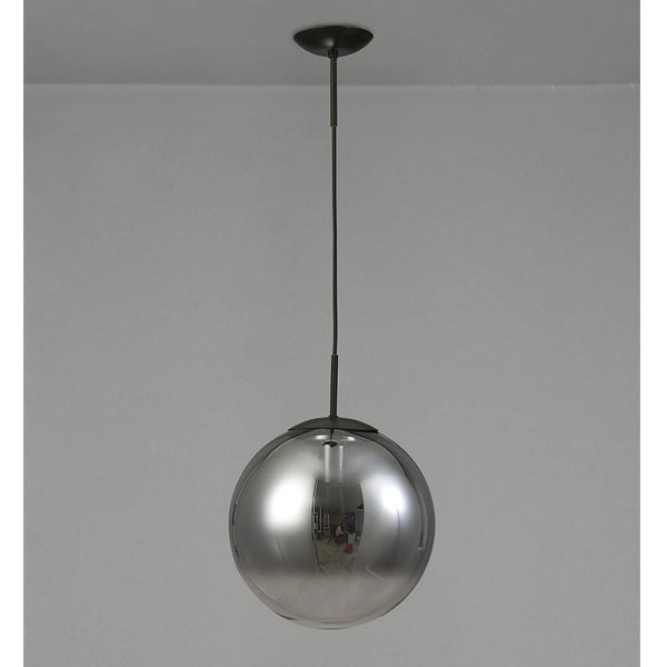 Miranda 30cm Matt Black & Smoked Glass Pendant